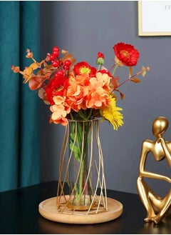 Buy Flower Vase with Golden Metal Rack Stand for Living Room Bedroom and Office in UAE