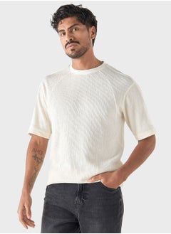 Buy Ribbed Crew Neck T-Shirt in UAE