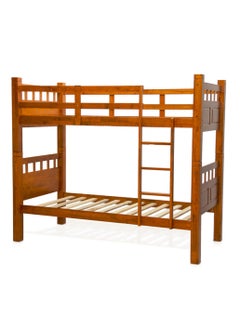 Buy Karnak Heavy Duty Wooden Bunk Bed With Ladder for Kids, Teens, Bedroom, Guest Room Furniture, Solid Wooden Bed, Full-Length Guardrail Color BROWN in UAE