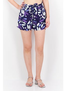 اشتري Women Floral Print Basic Short, Purple Combo في الامارات