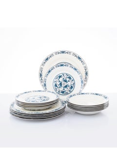 Buy 18 Piece Porcelain Dinner Set blue color in Saudi Arabia