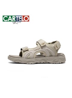 Buy New CARTELO Genuine Leather Open Toe Sandals Top Layer Leather Summer Slippers in UAE