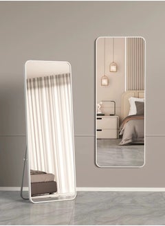 Buy 155X45Cm Floor Full Length Mirror Standing Full Body Rounded Corner Rectangle Mirrors With Stand Hanging Wall Mounted Leaning Bedroom Living Room Bedroom Cloakroom,White in Saudi Arabia