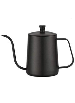 Buy Coffee Drip V60 Pour Over Kettle With Lid Tea Pot 304 Stainless Steel Teflon Coated Pitcher Black 600ml in Saudi Arabia