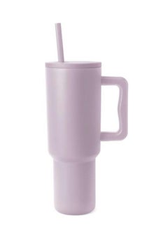 Buy 40 oz Tumbler with Handle and Straw Lid Reusable Stainless Steel Water Bottle Travel Mug Cup holder Friendly Insulated Cup - Purple in UAE