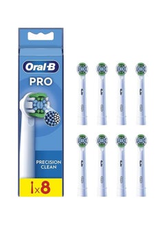 Buy Oral-B Pro Precision Clean Electric Toothbrush Head, X-Shape And Angled Bristles for Deeper Plaque Removal, Pack of 8, White in UAE