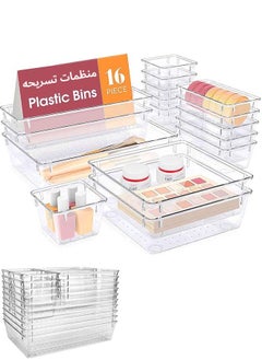 Buy 16 Pcs Drawer Organizer Set, Multifunctional Drawer Storage Box Kit with 5 Different Sizes, Drawer Organizer Boxes for Cosmatic, Jewelry, Stationery, Home Organization, Office Supplies in Saudi Arabia