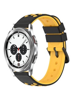 Buy HuHa Band For Samsung Galaxy Watch4 Classic 42mm 20mm Two-Color Porous Silicone Watch Band Black Yellow in UAE