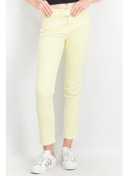 اشتري Women Skinny Fit Belted Stretchable Jeans, Lemon Yellow في الامارات