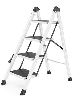 Buy 4 Steps Folding Ladder with Wide Pedal Durable Portable Metal Ladder for Home Kitchen Space Saving in Saudi Arabia