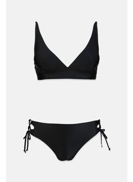 Buy Women 2 Pcs Solid Bikini Set, Black in Saudi Arabia