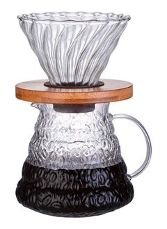 Buy V60 Pour Over Coffee Maker Set, 600ml Coffee Server Pot with Glass Drip Filter Elegant Coffee Dripper Glass Carafe in Saudi Arabia