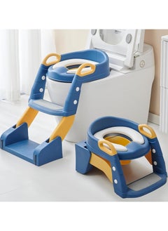 اشتري Potty Training Seat Adjustable Ladder Children's Potty Baby Toilet Seat Infant Toilet Training Folding Seat (Blue) في الامارات