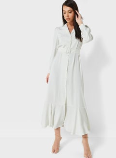 Buy Button Down Soft Belted Dress in Saudi Arabia