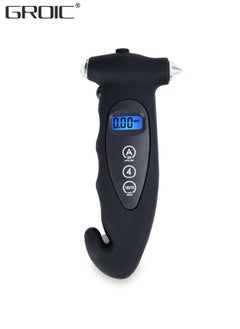 اشتري Digital Tire Pressure Gauge with Safety Hammer, 150 PSI 4 Settings Stocking Stuffers TPMS Tire Pressure Monitor System for Car Truck Bicycle Backlit LCD Non-Slip Grip Car Accessories, Black في السعودية