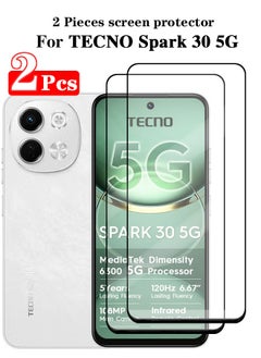 Buy 2 Pieces Full Cover Glass Screen Protector For TECNO Spark 30 5G Black/Clear and Screen Protector Accessories in Saudi Arabia