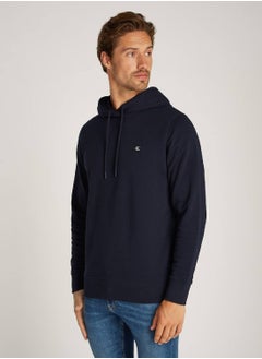 Buy Men's CK Embroidered Badge Pullover Hoodie - Cotton, Blue in Saudi Arabia