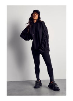 Buy Recycled Oversized Ruched Arm Hoodie in UAE