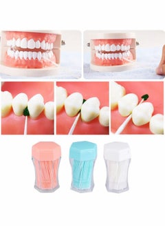 اشتري 600pcs Double Head Dental Floss Interdental Toothpick Brush Brushes plastic dental toothpicks Cleaners with Boxes Teeth Stick Oral Care Picks Hygiene White Orange Green في السعودية