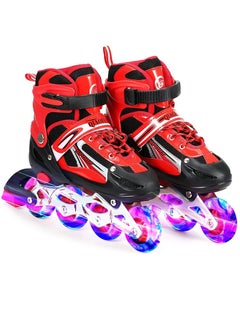 اشتري Inline Skates Roller Skate Shoes with Luminous Wheels - Roller Skates Skating Shoes for Boys, Girls, Beginners, Outdoor Indoor Speed Racing Skates, Comfortable, Breathable And Adjustable Rollerblade في السعودية