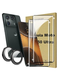 Buy Tempered Glass [2+1 Pack] Camera Lens Protector for Motorola Edge 50 Ultra Screen Protector and HD Invisible Frame Tempered Glass Screen Protector for Motorola Moto Edge 50 Ultra in Saudi Arabia