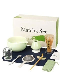 اشتري Liying 10-Pcs Matcha Kit Set, Whisk and Bowl with Spout & Measuring Spoon, Japanese Tea Making Tools (Green) في الامارات