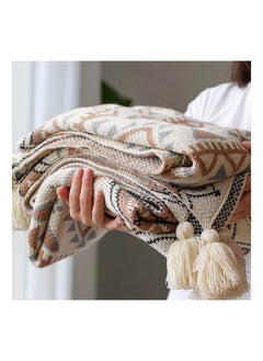 اشتري Throw Blanket, Soft Cozy Lightweight Boho Knitted Tassel Vintage Soft Chair Throw Blankets Bohemian Couch Decorative Throw Blankets for Bed Sofa Couch - All Seasons (50x60 Inch) في الامارات