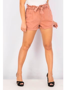 اشتري Women Belted Tulip Hem Short, Rose Wood في الامارات