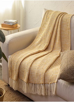 Buy Girnar Throw (Yellow) (130X150cm) | Machine Washable | 100% Cotton in UAE