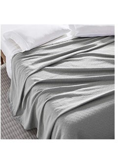 اشتري 100 Percent Cotton Soft Premium Thermal Blanket Throw Lightweight And Breathable Leno Weave Perfect For Layering Any Bed For All Season Grey Queen Size 228 X 228 Cm في السعودية