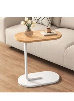 اشتري C Shaped Side Table Sofa Side Table Couch Side TablesThat Slide Under,End Table,Laptop Coffee and Snack Side Tables Wooden Table,Small Table For Balcony Living Room Bedroom (Walnut & White) في الامارات