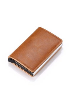 Buy RFID Protection Leather Cover Ultra-Thin Aluminum Case Premium Credit Card Holder Automatic Pop UP Wallet in UAE