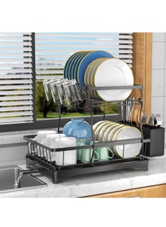 Buy Dish Drying Rack,2 Tier Dish Rack with Automatic Drain System,Save More Space and Dry Dishes Quickly in UAE