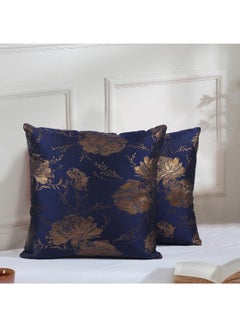 Buy Golden Rose Indigo Blue 16x16 Inch Decorative Cushion & Cushion Cover-Set of 2 in UAE