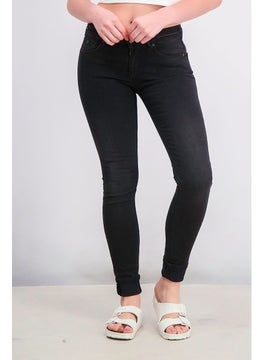 Buy Women Skinny Fit Stretchable Jeans, Black in Saudi Arabia