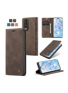 Buy CaseMe Honor 80 pro Wallet Case Book Folding Flip Folio Case with Magnetic Kickstand Card Slots Protective Cover - Coffee in Egypt