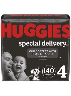 Buy Huggies Special Delivery Hypoallergenic Baby Diapers Size 4 (22-37 lbs), 140 Ct, Fragrance Free, Safe for Sensitive Skin in UAE
