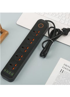 Buy Tycom Power Strip Surge Protector with USB- Extension Cord Flat Plug with Widely 5 AC Outlet and 4 USB, Small Desktop Station with 6 ft Power Cord, Compact Socket in UAE