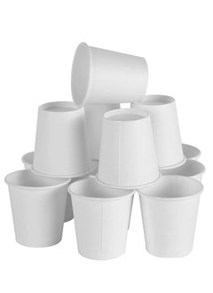 اشتري 50PC Disposable Drinking Paper Cup Hot/Cold Coffee Water Juice Cups For Home And Offices White 4oz في الامارات