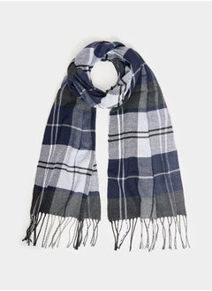 اشتري Checked Wool Like Scarf with Fringe Detail في السعودية