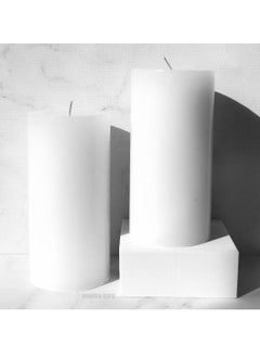 Buy Set of 2 White Pillar Candles| 3 x 6inch | Unscented & Dripless Candles for Decor, Events, Restaurants | Natural Wax with Cotton Wicks | 70 hrs/candle Burn Time in UAE