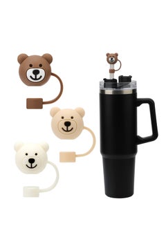 Buy 3pcs Bear Straw Cover, Cute Straw Covers Cap Cartoon Soft Silicone Bear Straw Toppers Straw Tips Lids Protector Cover BPA Free Compatible with 10mm Stanley Straws 30 40 oz Tumbler Cup in Saudi Arabia