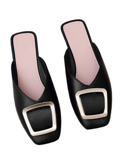 Buy Ladies Fashion Square Buckle Baotou Slippers Outdoor or Indoor Flat Heel Slipper Sandals in UAE