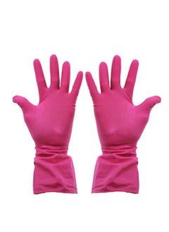 Buy Household Latex Glove, Gloves, Rubber Dish washing Extra Thickness, Long Sleeves, Kitchen Cleaning, Working, Painting, Gardening, Pet Care, Large in UAE