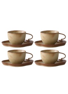 اشتري Set of 4 250ml Ceramic Coffee Cups with Comfortable Handle, Perfect for Coffee, Flat White, Latte, Espresso and Tea في الامارات