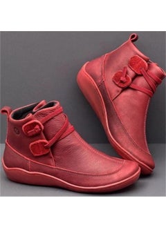 Buy Womens Flat Bottom Martin Boots Autumn 2023Wine red Wine red in Saudi Arabia