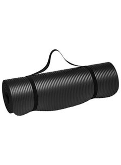 Buy Non-Slip yoga mat Anti-Tear Exercise Mat With Carrying Strap 183x61x1cm Black in Saudi Arabia