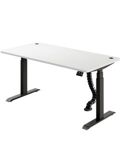 Buy Neo Max Series Electric Height Adjustable Standing Desk Gaming Table | 140x75 cm | Black Frame & White Table Top | Advanced Control | Dual Motor | Ergonomic Design in UAE