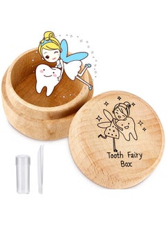 Buy Tooth Fairy Box For Boys And Girls Wooden Baby Teeth Fairy Holder For Kids Tooth Storage And Saver Box Toothfairy Keepsake Organizer With Bottle And Tweezers For Lost Teeth Baby Shower Birthday Gift in Saudi Arabia