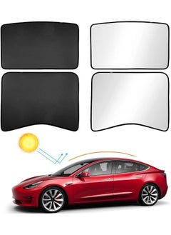 Buy Tesla Model 3 Roof Sunshade Front & Rear Glass Roof Sun Shades with Skylight Reflective Covers Sunroof Heat Insulation UV Rays Protection Foldable with Storage Bag in UAE